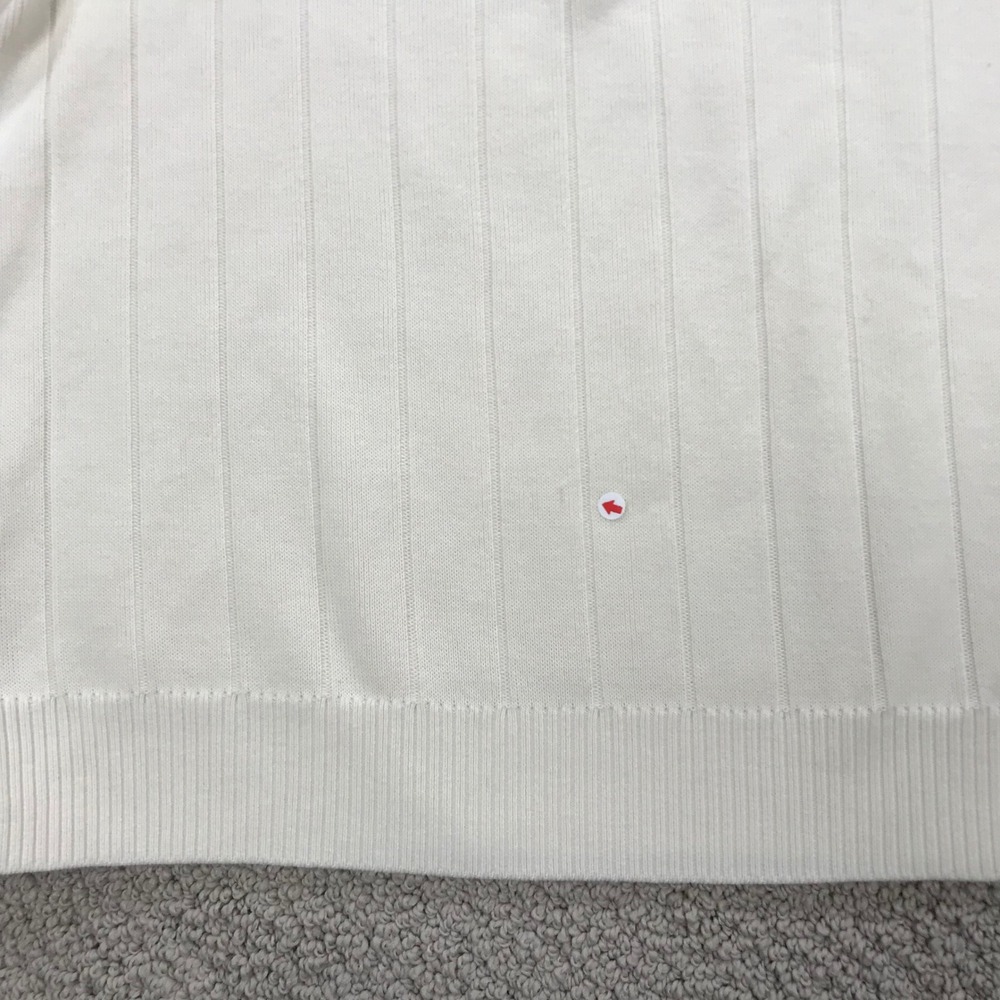 Lacoste Made in France Ribbed Knit Polo Shirt Cream White Green Tipping Size 38 - Picture 6 of 8